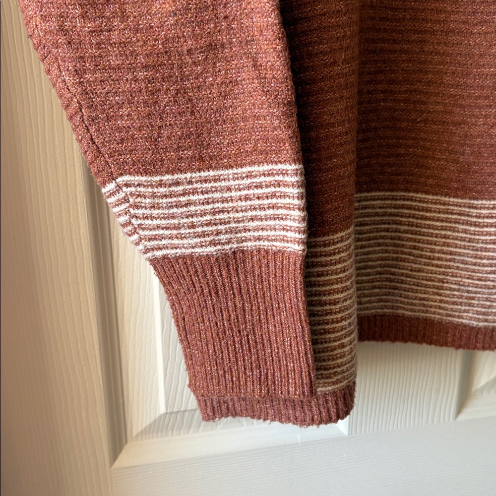 Staccato Women's Copper and Cream Striped Crewneck Sweater - Picture 3 of 5